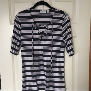 Lace-Up Striped Top